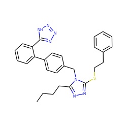 CCCCc1nnc(SCCc2ccccc2)n1Cc1ccc(-c2ccccc2-c2nnn[nH]2)cc1 ZINC000013825644