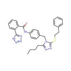 CCCCc1nnc(SCCc2ccccc2)n1Cc1ccc(NC(=O)c2ccccc2-c2nnn[nH]2)cc1 ZINC000103215775