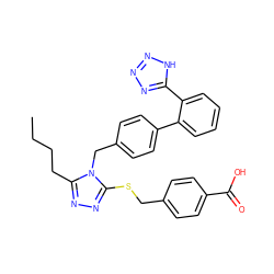 CCCCc1nnc(SCc2ccc(C(=O)O)cc2)n1Cc1ccc(-c2ccccc2-c2nnn[nH]2)cc1 ZINC000013825659