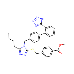 CCCCc1nnc(SCc2ccc(C(=O)OC)cc2)n1Cc1ccc(-c2ccccc2-c2nnn[nH]2)cc1 ZINC000027655736