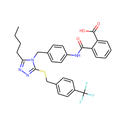 CCCCc1nnc(SCc2ccc(C(F)(F)F)cc2)n1Cc1ccc(NC(=O)c2ccccc2C(=O)O)cc1 ZINC000027709546