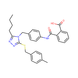 CCCCc1nnc(SCc2ccc(C)cc2)n1Cc1ccc(NC(=O)c2ccccc2C(=O)O)cc1 ZINC000013825629