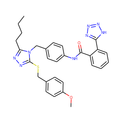 CCCCc1nnc(SCc2ccc(OC)cc2)n1Cc1ccc(NC(=O)c2ccccc2-c2nnn[nH]2)cc1 ZINC000027708902