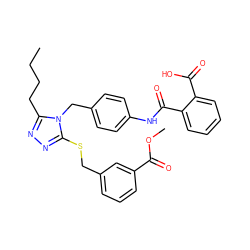 CCCCc1nnc(SCc2cccc(C(=O)OC)c2)n1Cc1ccc(NC(=O)c2ccccc2C(=O)O)cc1 ZINC000027706696