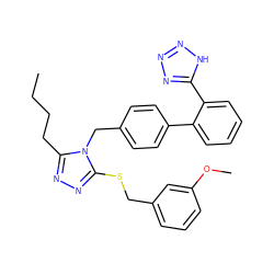 CCCCc1nnc(SCc2cccc(OC)c2)n1Cc1ccc(-c2ccccc2-c2nnn[nH]2)cc1 ZINC000013825654