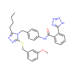 CCCCc1nnc(SCc2cccc(OC)c2)n1Cc1ccc(NC(=O)c2ccccc2-c2nnn[nH]2)cc1 ZINC000103214479