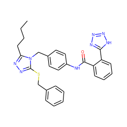 CCCCc1nnc(SCc2ccccc2)n1Cc1ccc(NC(=O)c2ccccc2-c2nnn[nH]2)cc1 ZINC000103215772