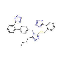 CCCCc1nnc(SCc2ccccc2-c2nnn[nH]2)n1Cc1ccc(-c2ccccc2-c2nnn[nH]2)cc1 ZINC000027655938