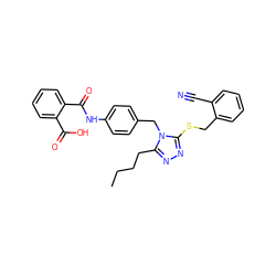 CCCCc1nnc(SCc2ccccc2C#N)n1Cc1ccc(NC(=O)c2ccccc2C(=O)O)cc1 ZINC000013825632