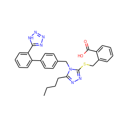 CCCCc1nnc(SCc2ccccc2C(=O)O)n1Cc1ccc(-c2ccccc2-c2nnn[nH]2)cc1 ZINC000002004085