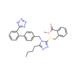 CCCCc1nnc(SCc2ccccc2C(=O)OC)n1Cc1ccc(-c2ccccc2-c2nnn[nH]2)cc1 ZINC000027655721