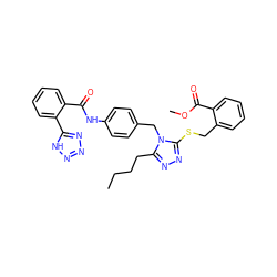 CCCCc1nnc(SCc2ccccc2C(=O)OC)n1Cc1ccc(NC(=O)c2ccccc2-c2nnn[nH]2)cc1 ZINC000103214485