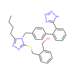 CCCCc1nnc(SCc2ccccc2CO)n1Cc1ccc(-c2ccccc2-c2nnn[nH]2)cc1 ZINC000013825662