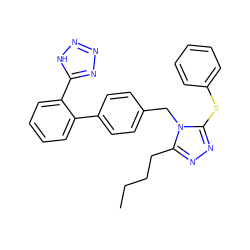 CCCCc1nnc(Sc2ccccc2)n1Cc1ccc(-c2ccccc2-c2nnn[nH]2)cc1 ZINC000013825640