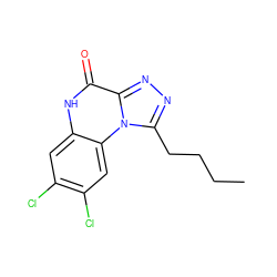 CCCCc1nnc2c(=O)[nH]c3cc(Cl)c(Cl)cc3n12 ZINC000013726918