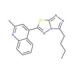 CCCCc1nnc2sc(-c3cc(C)nc4ccccc34)nn12 ZINC000011278440