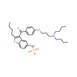 CCCCc1oc2ccc(NS(C)(=O)=O)cc2c1C(=O)c1ccc(OCCCN(CCCC)CCCC)cc1 ZINC000049933061