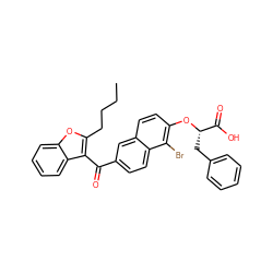 CCCCc1oc2ccccc2c1C(=O)c1ccc2c(Br)c(O[C@@H](Cc3ccccc3)C(=O)O)ccc2c1 ZINC000028757201