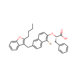 CCCCc1oc2ccccc2c1Cc1ccc2c(Br)c(O[C@@H](Cc3ccccc3)C(=O)O)ccc2c1 ZINC000001549130