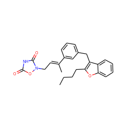 CCCCc1oc2ccccc2c1Cc1cccc(/C(C)=C/Cn2oc(=O)[nH]c2=O)c1 ZINC000013558173