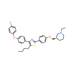 CCCCc1sc(-c2ccc(OC[C@@H]3CCCN(CC)C3)cc2)nc1-c1ccc(Oc2ccc(Cl)cc2)cc1 ZINC000095563334