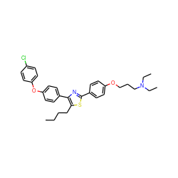 CCCCc1sc(-c2ccc(OCCCN(CC)CC)cc2)nc1-c1ccc(Oc2ccc(Cl)cc2)cc1 ZINC000095560632