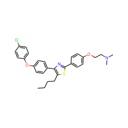 CCCCc1sc(-c2ccc(OCCN(C)C)cc2)nc1-c1ccc(Oc2ccc(Cl)cc2)cc1 ZINC000095560627