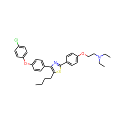 CCCCc1sc(-c2ccc(OCCN(CC)CC)cc2)nc1-c1ccc(Oc2ccc(Cl)cc2)cc1 ZINC000095563277