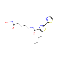 CCCCc1sc(-c2nccs2)nc1C(=O)NCCCCC(=O)NO ZINC000147362903