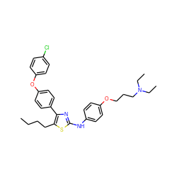 CCCCc1sc(Nc2ccc(OCCCN(CC)CC)cc2)nc1-c1ccc(Oc2ccc(Cl)cc2)cc1 ZINC000095560167