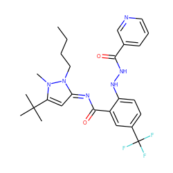 CCCCn1/c(=N/C(=O)c2cc(C(F)(F)F)ccc2NNC(=O)c2cccnc2)cc(C(C)(C)C)n1C ZINC000113480044