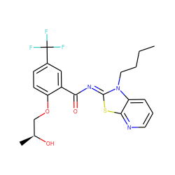 CCCCn1/c(=N/C(=O)c2cc(C(F)(F)F)ccc2OC[C@H](C)O)sc2ncccc21 ZINC000117678431