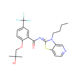 CCCCn1/c(=N/C(=O)c2cc(C(F)(F)F)ccc2OCC(C)(C)O)sc2ccncc21 ZINC000117676894