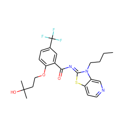 CCCCn1/c(=N/C(=O)c2cc(C(F)(F)F)ccc2OCCC(C)(C)O)sc2ccncc21 ZINC000117685087