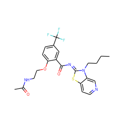 CCCCn1/c(=N/C(=O)c2cc(C(F)(F)F)ccc2OCCNC(C)=O)sc2ccncc21 ZINC000068208110