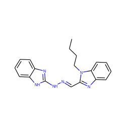 CCCCn1c(/C=N/Nc2nc3ccccc3[nH]2)nc2ccccc21 ZINC000018227707