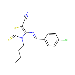 CCCCn1c(/N=C/c2ccc(Cl)cc2)c(C#N)sc1=S ZINC000096914001