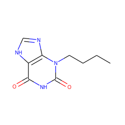 CCCCn1c(=O)[nH]c(=O)c2[nH]cnc21 ZINC000001536772