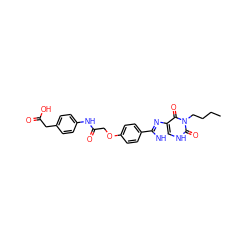 CCCCn1c(=O)[nH]c2[nH]c(-c3ccc(OCC(=O)Nc4ccc(CC(=O)O)cc4)cc3)nc2c1=O ZINC000013473005