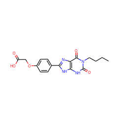 CCCCn1c(=O)[nH]c2[nH]c(-c3ccc(OCC(=O)O)cc3)nc2c1=O ZINC000013473001