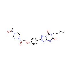 CCCCn1c(=O)[nH]c2nc(-c3ccc(OCC(=O)N4CCN(C(C)=O)CC4)cc3)[nH]c2c1=O ZINC000013473007