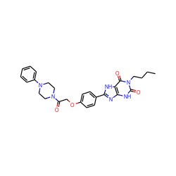 CCCCn1c(=O)[nH]c2nc(-c3ccc(OCC(=O)N4CCN(c5ccccc5)CC4)cc3)[nH]c2c1=O ZINC000013473009