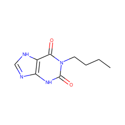 CCCCn1c(=O)[nH]c2nc[nH]c2c1=O ZINC000012405445