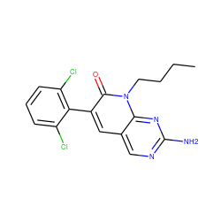 CCCCn1c(=O)c(-c2c(Cl)cccc2Cl)cc2cnc(N)nc21 ZINC000003815560