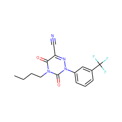 CCCCn1c(=O)c(C#N)nn(-c2cccc(C(F)(F)F)c2)c1=O ZINC000049020489