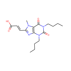 CCCCn1c(=O)c2c(nc(/C=C/C(=O)O)n2C)n(CCCC)c1=O ZINC000012405702