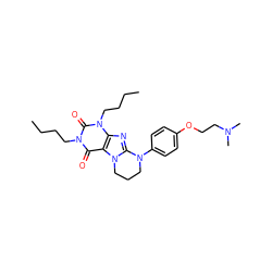 CCCCn1c(=O)c2c(nc3n2CCCN3c2ccc(OCCN(C)C)cc2)n(CCCC)c1=O ZINC000653835447