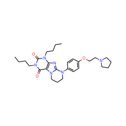 CCCCn1c(=O)c2c(nc3n2CCCN3c2ccc(OCCN3CCCC3)cc2)n(CCCC)c1=O ZINC000653835487