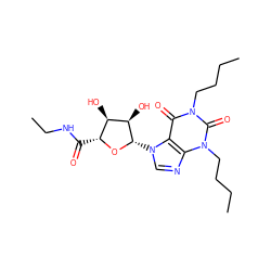 CCCCn1c(=O)c2c(ncn2[C@@H]2O[C@H](C(=O)NCC)[C@@H](O)[C@H]2O)n(CCCC)c1=O ZINC000012405737