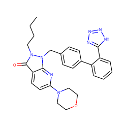 CCCCn1c(=O)c2ccc(N3CCOCC3)nc2n1Cc1ccc(-c2ccccc2-c2nnn[nH]2)cc1 ZINC000029050969